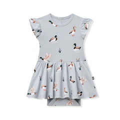 Twirl Bodysuit Dress in Mallard Duck