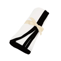 Swaddle Blanket in Cloud with Midnight Trim