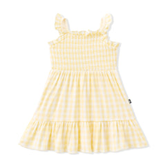 Smocked Dress in Gingham Chamomile