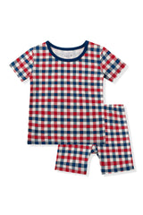 Short Sleeve Pajamas in Patriotic Gingham