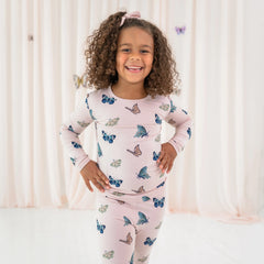 Long Sleeve Pajamas in Blush Butterfly