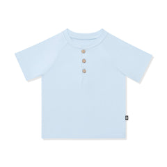 Short Sleeve Toddler Henley Tee in Breeze