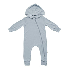 Bamboo Jersey Hooded Zippered Romper in Fog