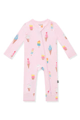 Zippered Romper in Sakura Ice Cream