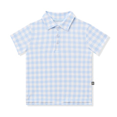 Toddler Short Sleeve Polo in Gingham Breeze
