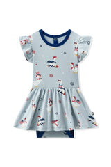 Twirl Bodysuit Dress in Patriotic Goose