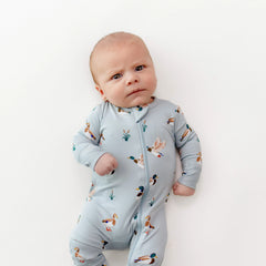 Zippered Romper in Mallard Duck