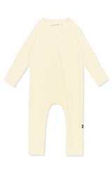 Ribbed Zipper Romper in Chamomile