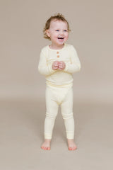 Ribbed Henley Set in Chamomile