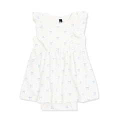 Pointelle Bodysuit Dress in Sweet Blue Bow