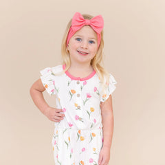 Flutter Sleeve Romper in Tulip