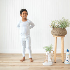 Long Sleeve Pajamas in Small Mist Stripe
