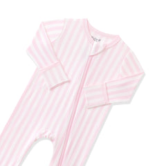 Zippered Romper in Small Sakura Stripe