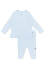 Ribbed Infant Henley Set in Breeze