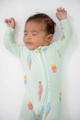 Zippered Footie in Mint Ice Cream