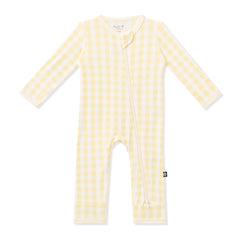 Zippered Romper in Gingham Chamomile