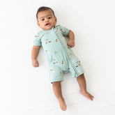 Zippered Shortall Romper in Golf