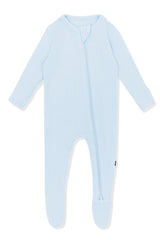 Ribbed Zipper Footie in Breeze