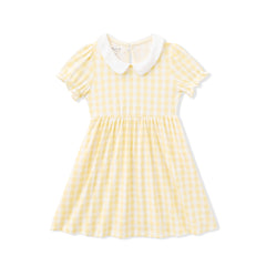 Peter Pan Collar Dress in Gingham Chamomile