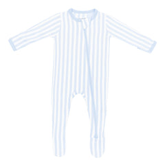 Zippered Footie in Small Mist Stripe