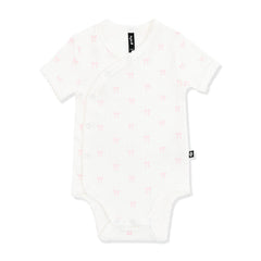 Pointelle Kimono Bodysuit in Sweet Pink Bow