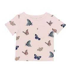 Toddler Crew Neck Tee in Blush Butterfly