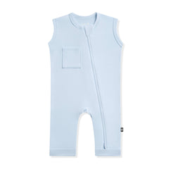 Zippered Sleeveless Romper in Breeze