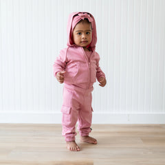 Fleece Zip Up Hoodie in Apple Blossom