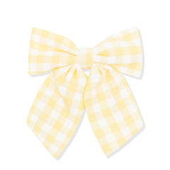 Large Alligator Clip Bow in Gingham Chamomile