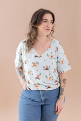 Women's Relaxed Fit V-Neck in Winnie the Pooh Hundred Acre Wood