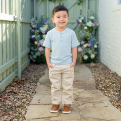 Short Sleeve Toddler Henley Tee in Breeze