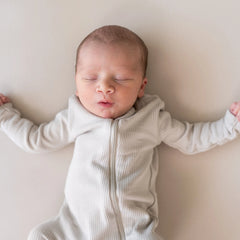 Ribbed Zipper Romper in Oat