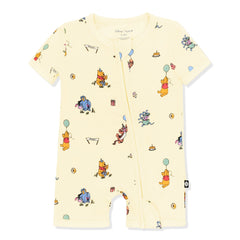 Zipper Shortall Romper in Winnie the Pooh Celebration