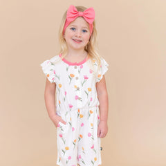 Flutter Sleeve Romper in Tulip