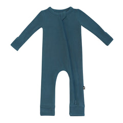 Ribbed Zipper Romper in Atlantic