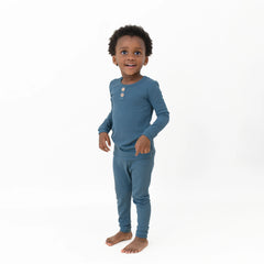 Ribbed Henley Set in Atlantic