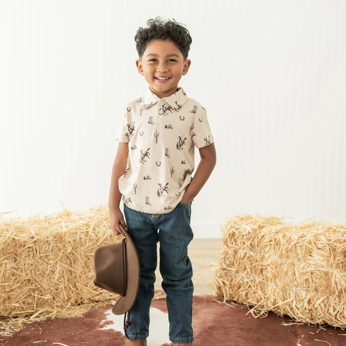 Toddler Short Sleeve Polo in Classic Cowboy