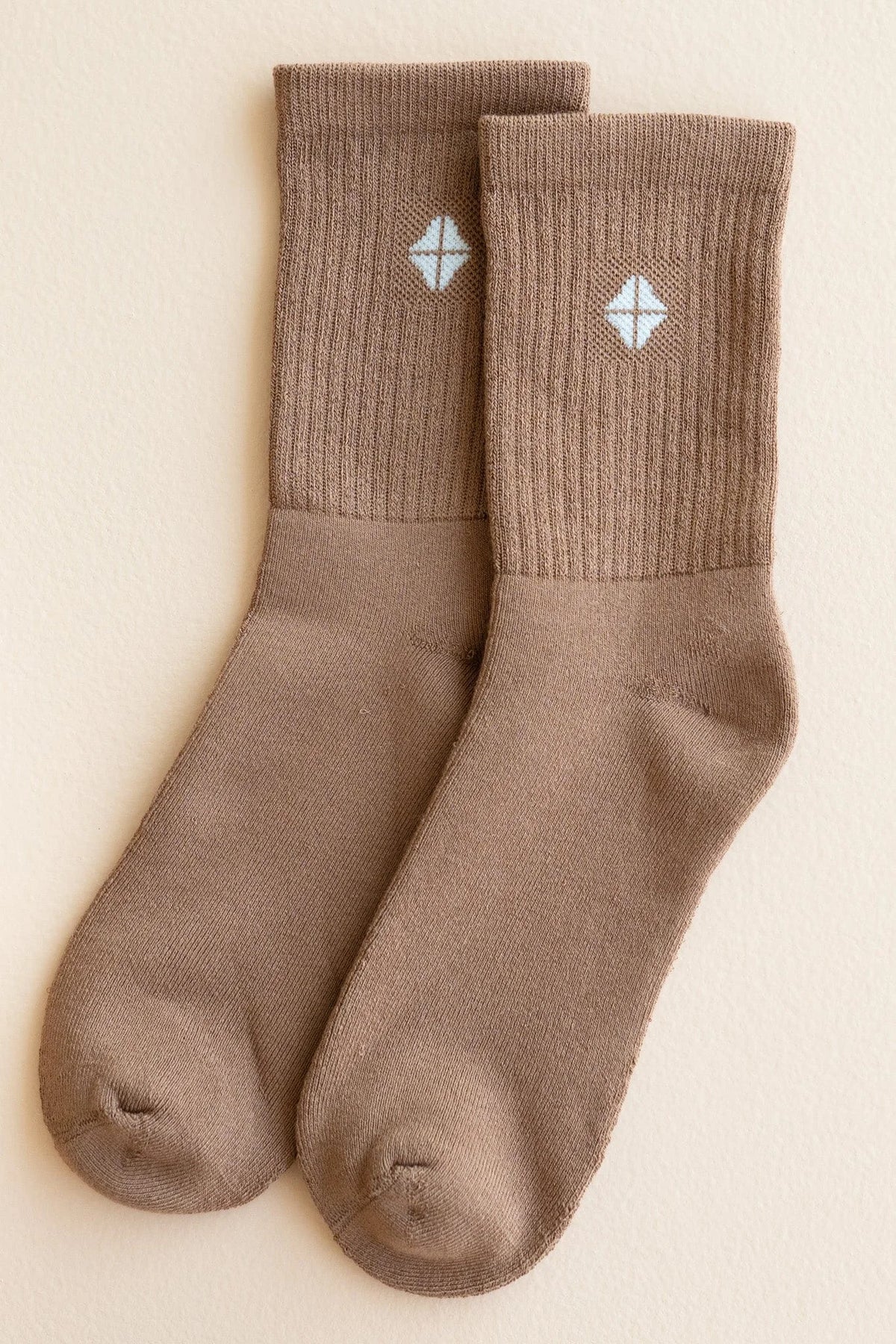 Adult Crew Socks in Latte