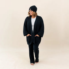 Chunky Knit Adult Ribbed Beanie in Midnight