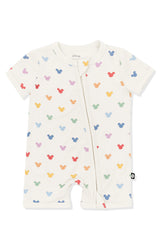 Zipper Shortall Romper in Pastel Mickey Mouse