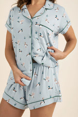 Women's Short Sleeve Pajama Set in Mallard Duck