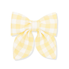 Medium Alligator Clip Bow in Gingham Chamomile