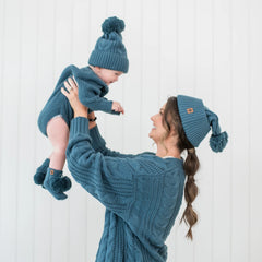 Chunky Knit Romper in Atlantic
