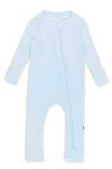 Ribbed Zipper Romper in Breeze