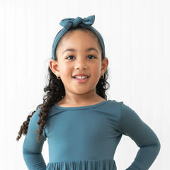 Knotted Bow Headband in Atlantic