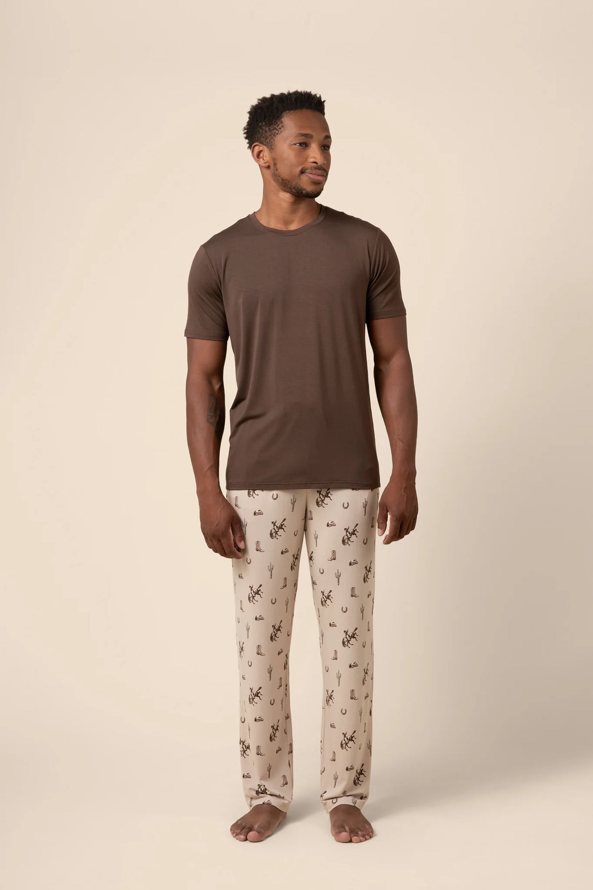 Men's Short Sleeve & Pant PJ Set in Classic Cowboy