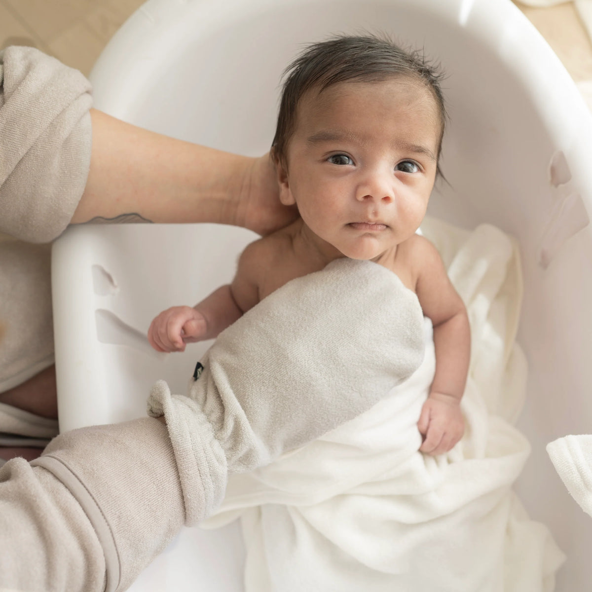 Terry Bath Mitt in Oat