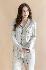 Long-Sleeved Women's Pajama Set in Starry Icon