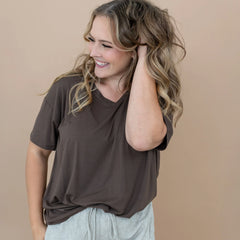 Women’s Relaxed Fit V-Neck in Espresso