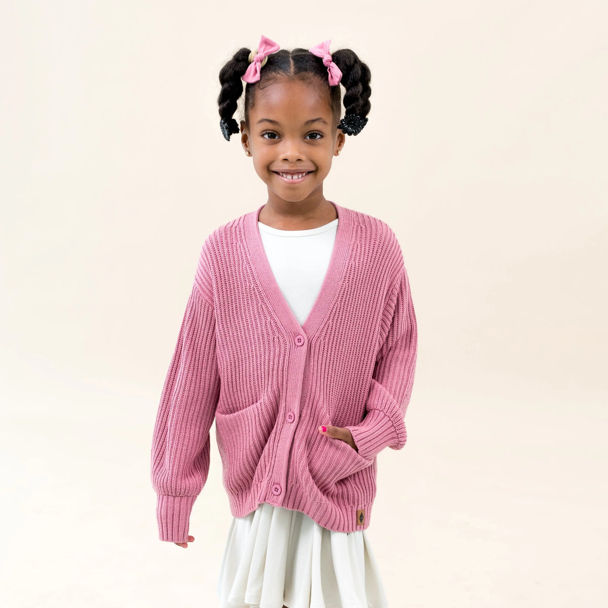 Chunky Knit Oversized Cardigan in Apple Blossom